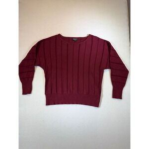 Liverpool Los Angeles Womens Sweater Vertical Ribbed Burgundy XL